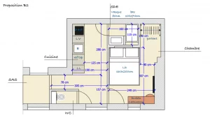 Architecte d’intérieur à Marseille pour plan : Propositions de projet d'architecture pour la transformation d'un grand appartement en 2 T2